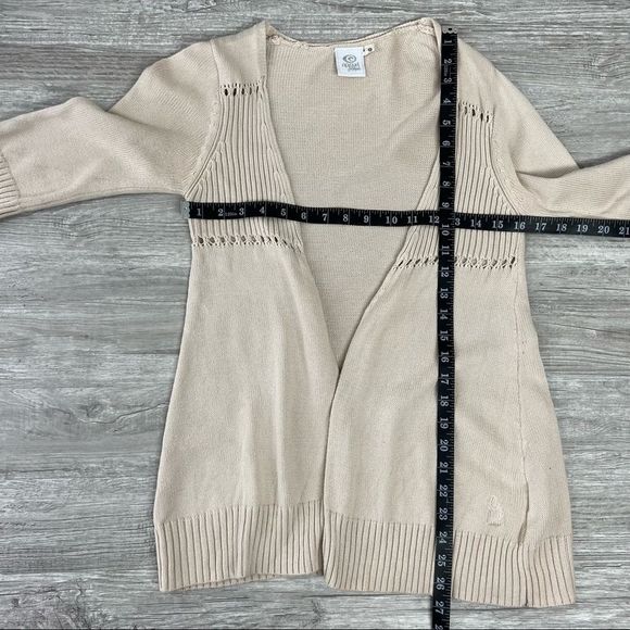Rip Curl Cream Tan Open Front Knit Cardigan Ocean Sweater Size Small - Picture 9 of 10